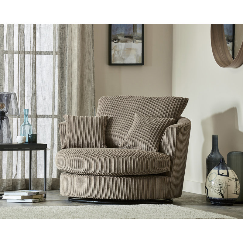 Moana Upholstered Swivel Barrel Chair, Coffee