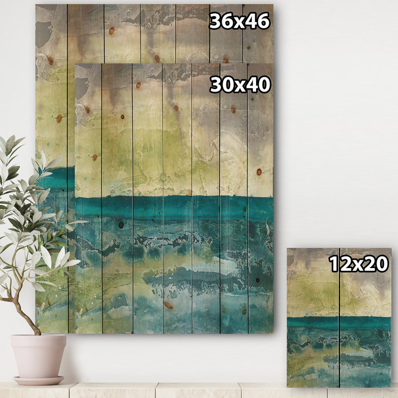 Au-delà de l'horizon I - impression de paysage traditionnel sur bois de pin naturel, H 32 po x l 24 po x P 1 po