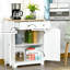 Buffet blanc avec 2 portes et tiroirs - Tablette réglable pour la cuisine Armoires de rangement spacieuses Pots, assiettes, contenants 2 portes Buffet, cuisine, couloir, garage