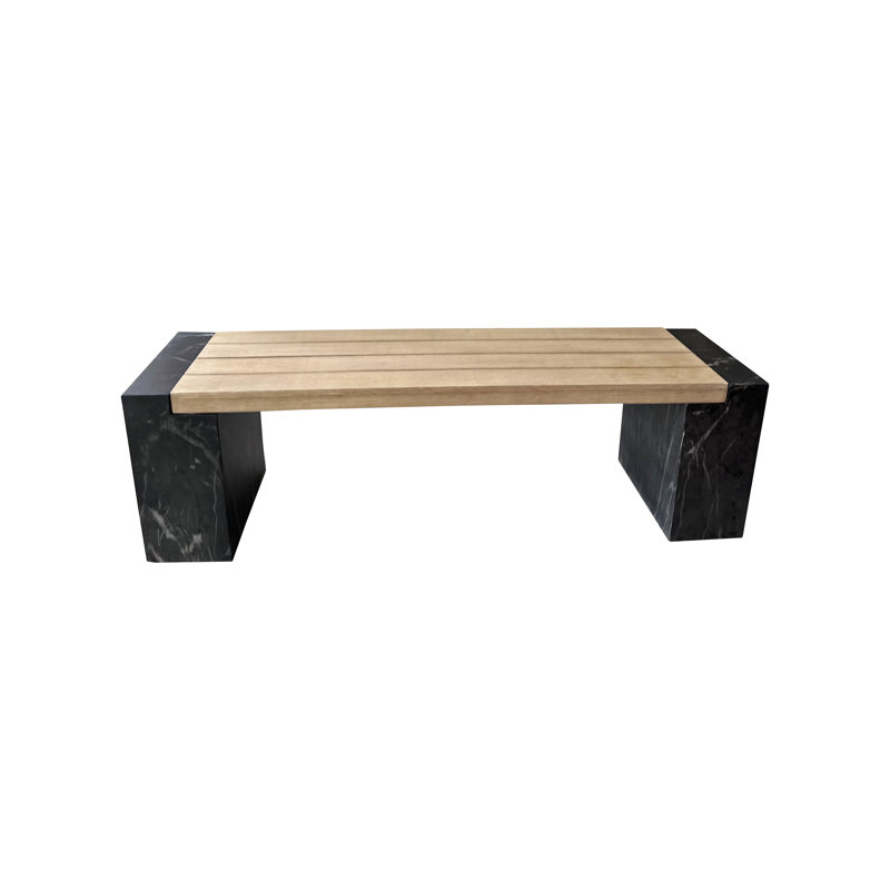 Banc en Eucalyptus et composite Lochland, Marbre noir / naturel