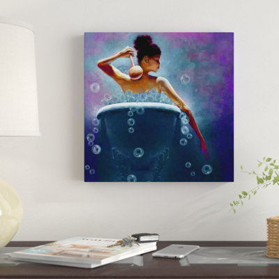 « ébène bubbles femme salle de bain africain american »-impression sur toile tendue