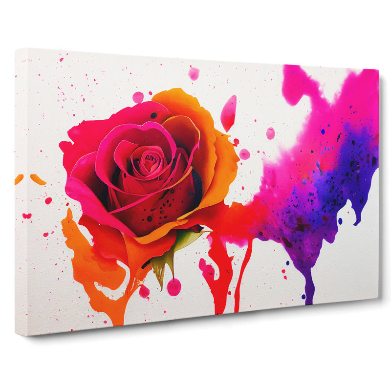 Fine Rose Flower Abstract - Wrapped Canvas Painting, 40cm H x 60cm W x 3cm D
