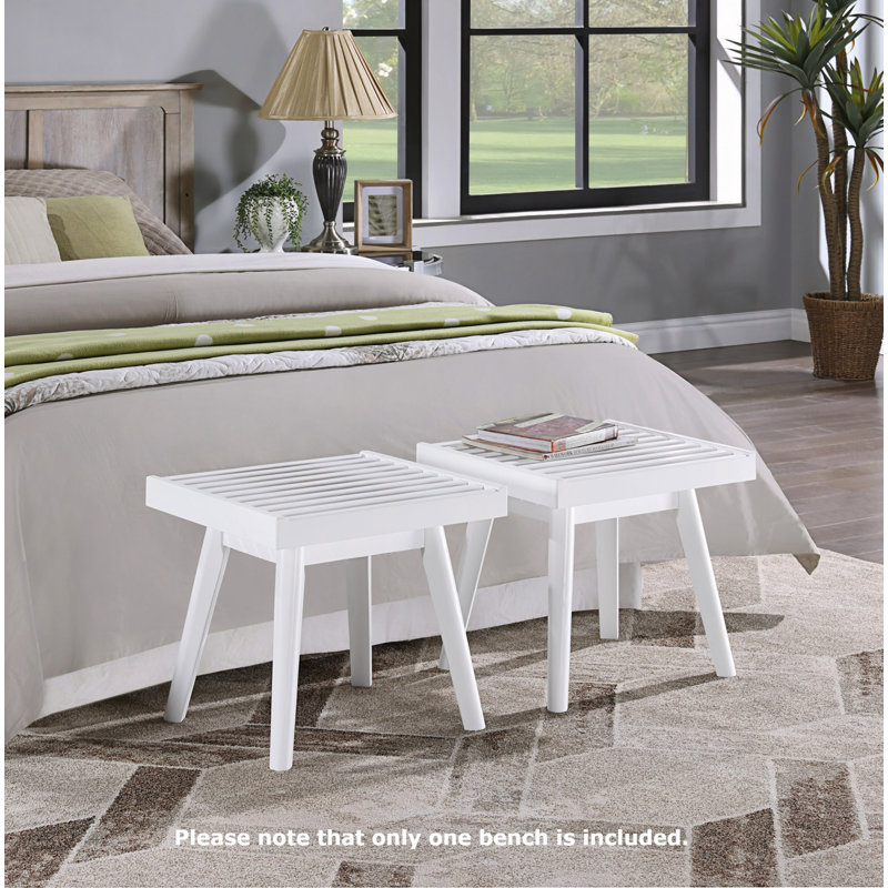 Solid Wood Slatted Bench, 19" Long, 17.5" H x 19" W x 16.5" D