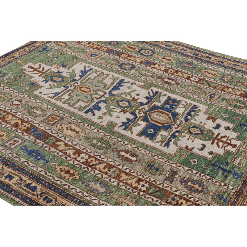 Burano Hand Knotted Wool Geometric Area Rug, Square 4'
