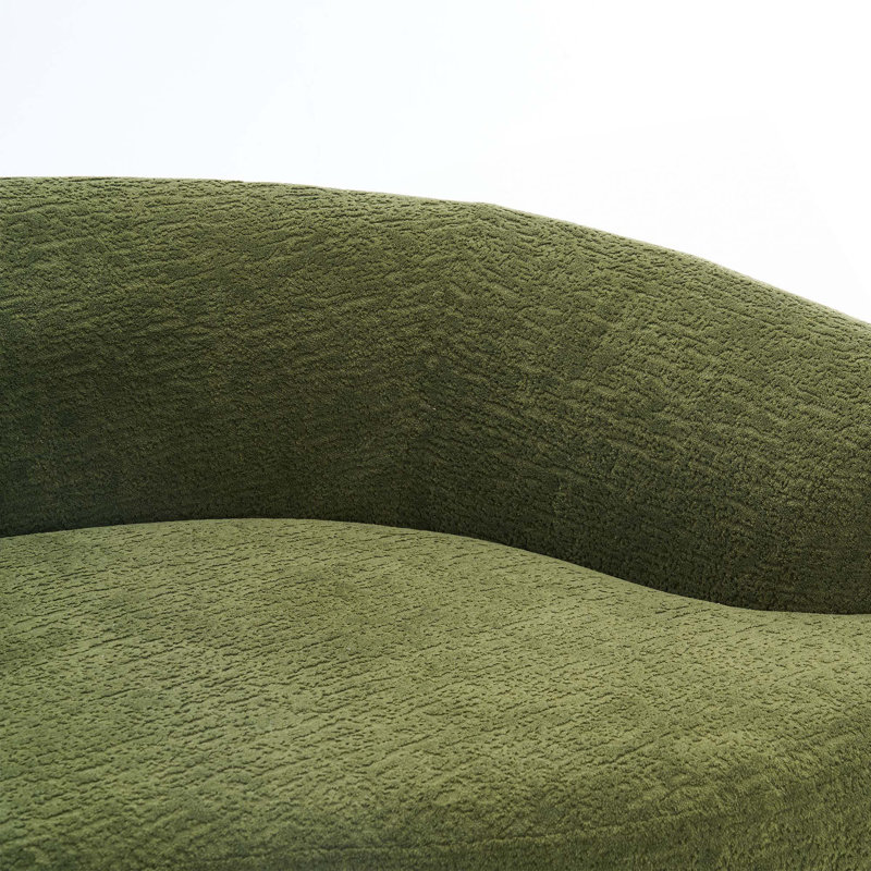 Curved Living Room Chenille Compression Sofa, Green