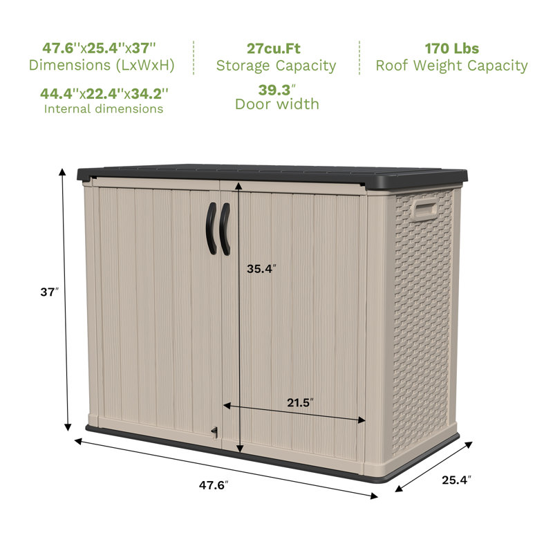 4 Ft. W X 2 Ft. D Outdoor Resin Horizontal Storage Shed, Beige