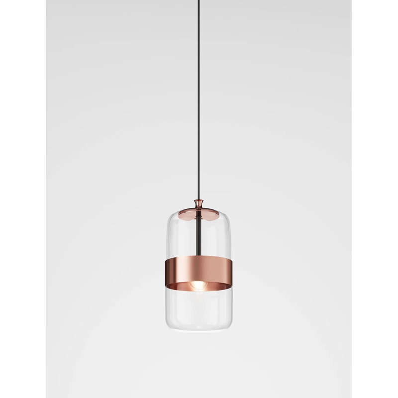 Futura 1 - Light Pendant, 96" H x 9" W x 9" D, Crystal/Copper, Matte Black/Glossy Copper