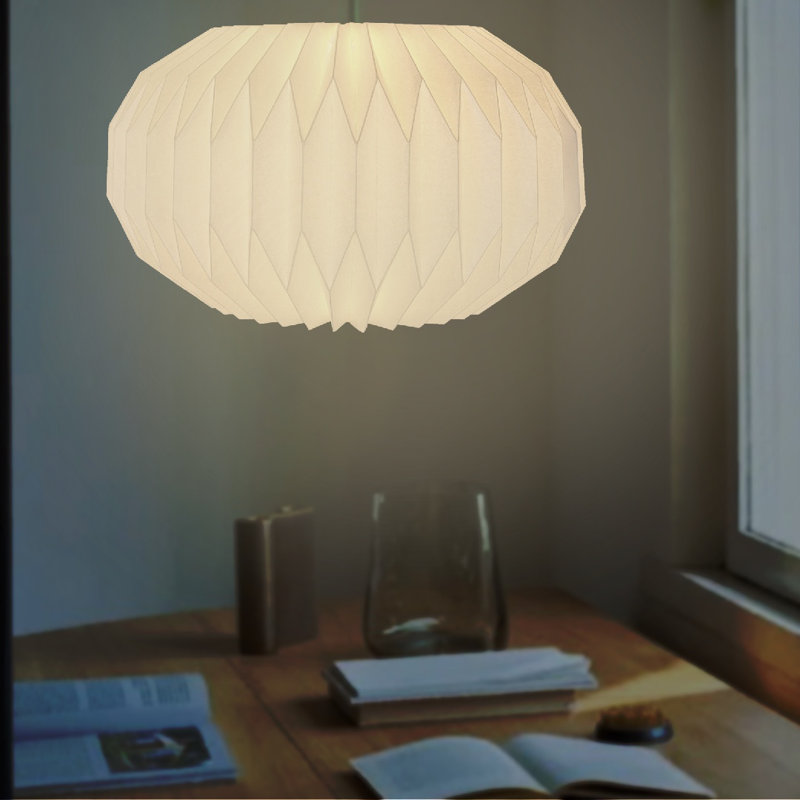 Abat-jour suspendu ovale en papier H 9 po x l 12 po (Uno) en blanc