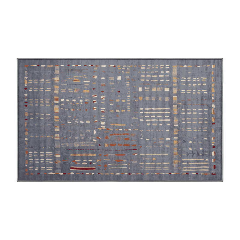 Machine Washable Gray Area Rug, Runner 2' x 5'