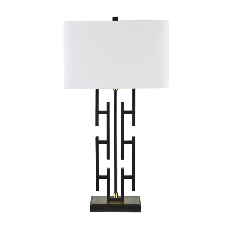 32.75" Metal Table Lamp With White Shade