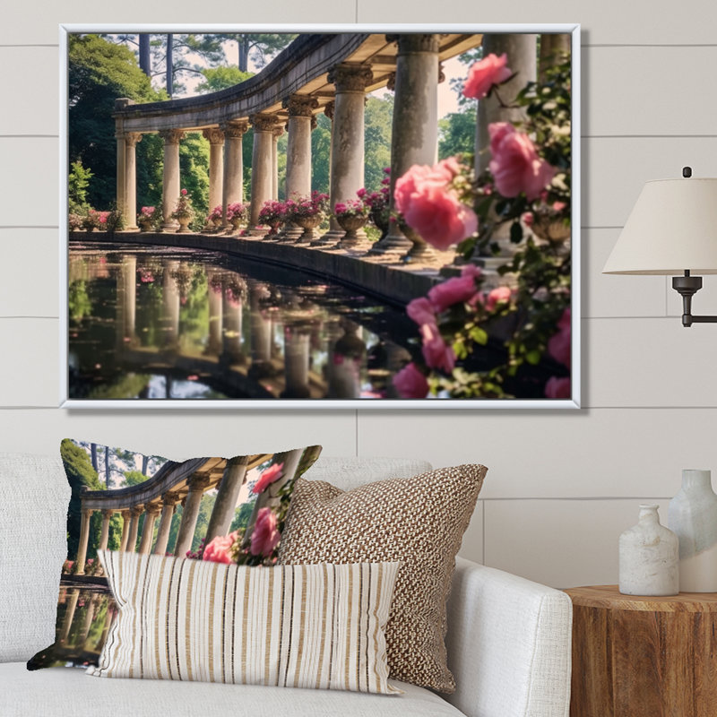 Floral Architecture Serene I - impression, H 16 po x l 32 po x P 1 po, Cadre flottant blanc