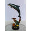 Sculpture de dauphin en bronze avec tortue de mer et récif corail Nifao