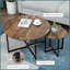 Ensemble de 2 tables basses rondes industrielles peu encombrantes avec cadre en métal brun rustique et multifonctionnel pour le salon