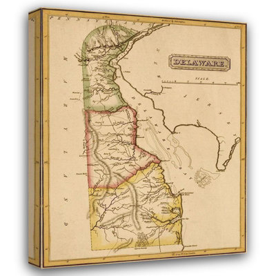 Alcott Hill® Vintage Maps Gallery Wrapped Canvas Art Titled: Delaware 1817