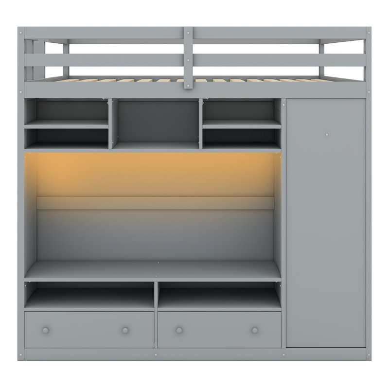 Latitude Run® Loft Bed With Drawers, Shelves And Light - Wayfair Canada