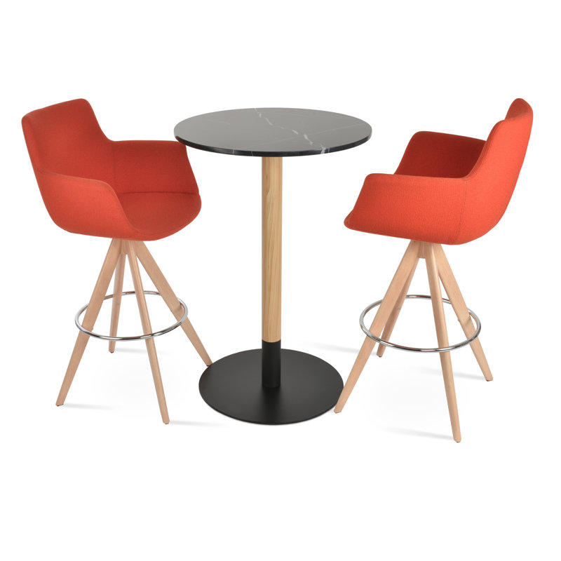 Tabouret tournant Bottega Pyramid, Naturel, Orange, Tabouret de bar (siège d'une hauteur de 29 po)