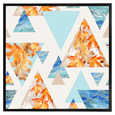 Armira Triangles With Maple, Oak Leaves, Marble - Single Picture Frame Print