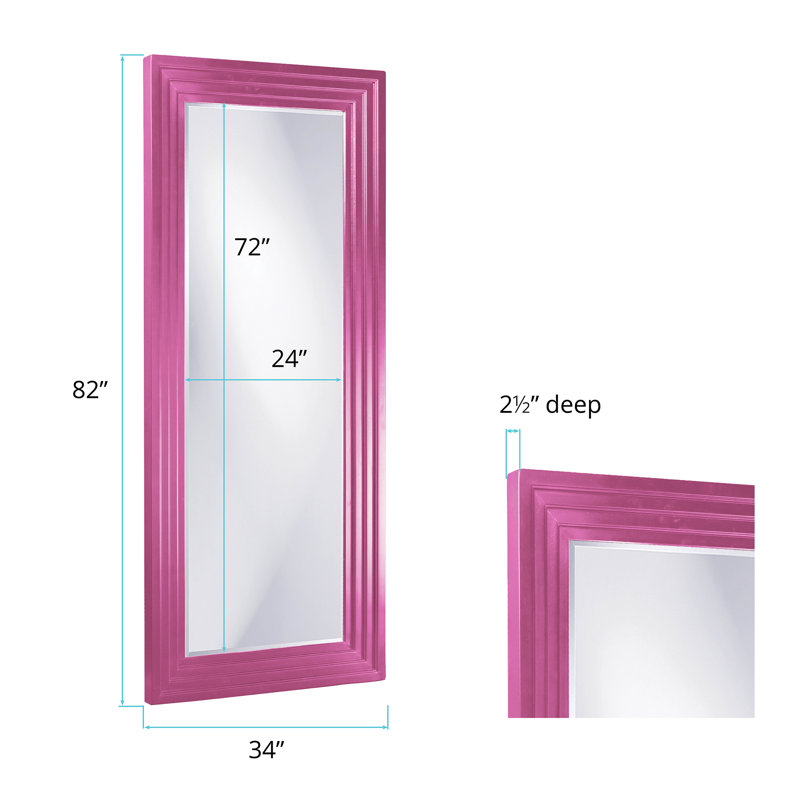 Amy Modern & Contemporary Beveled Full Length Mirror, 82" x 34", Hot Pink
