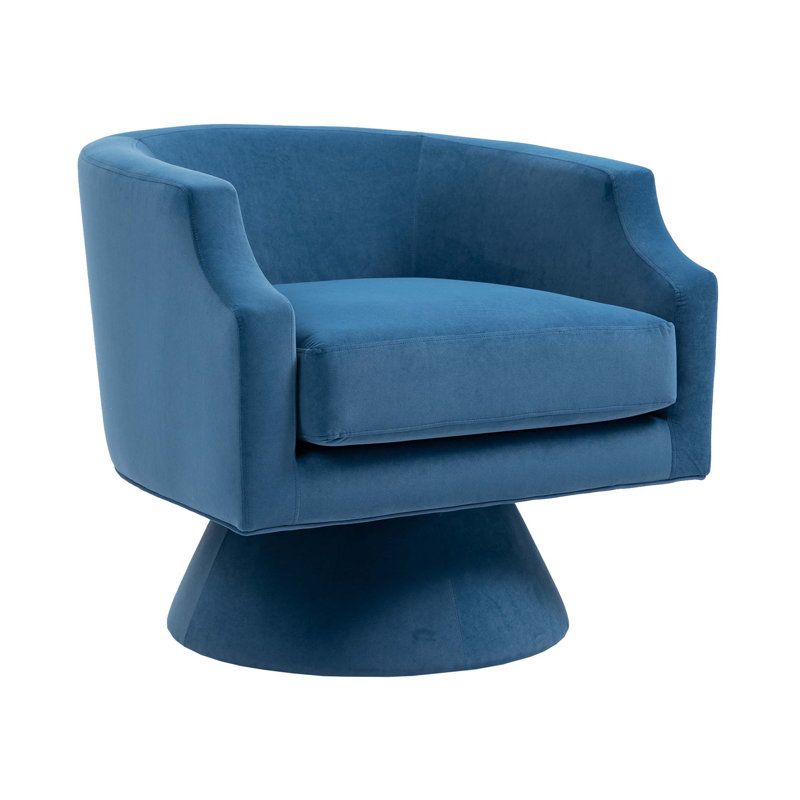  Fauteuil d'appoint pivotant à 360 degrés Keyondrae, Velours bleu