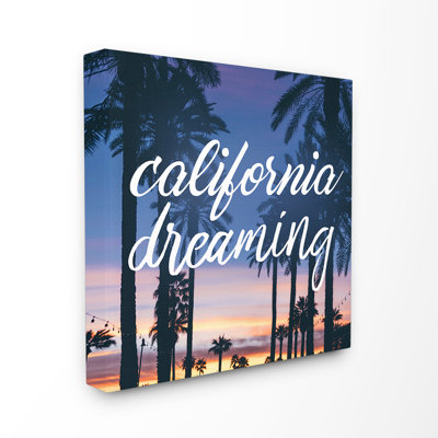 « california dreaming cursive typography », reproduction d’impression sur toile encadrée