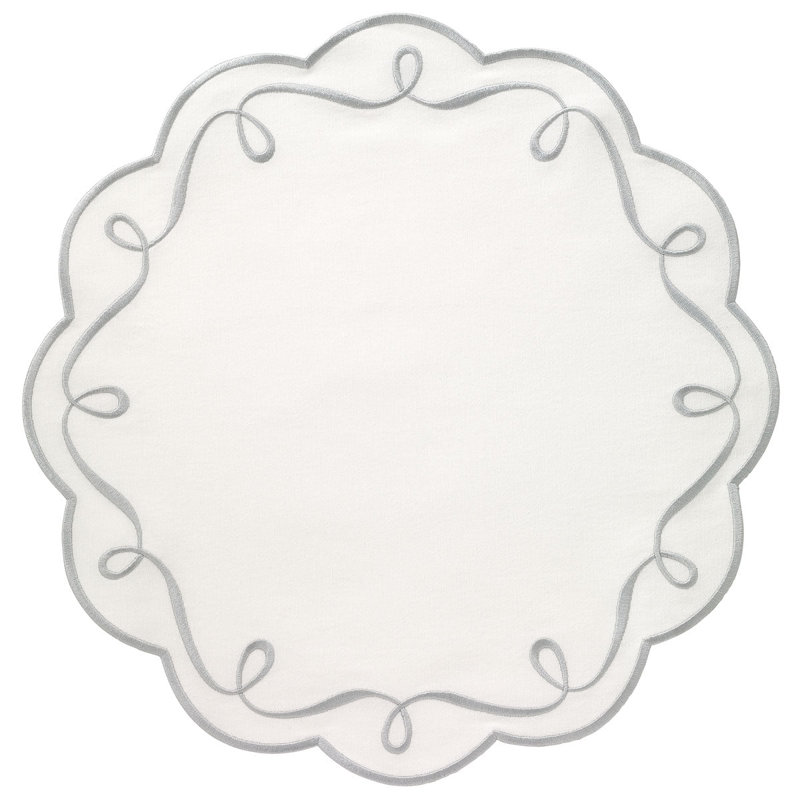 Ribbon Twirl Cotton Blend Scalloped Placemats, Celadon