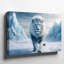 Toile, "Un majestueux lion blanc enjambe en toute confiance un paysage d'art enneigé immaculé"-1036613086
