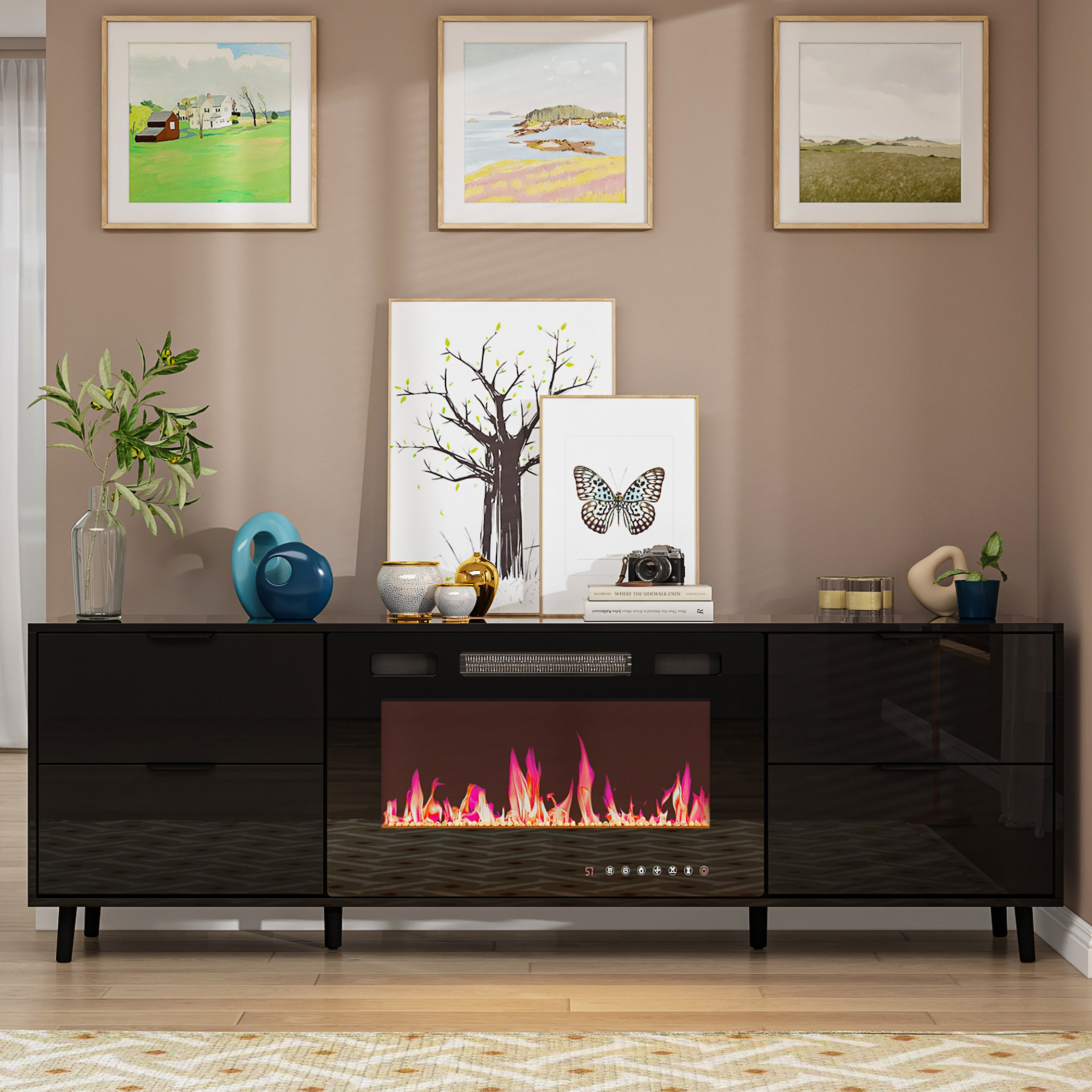 Latitude Run® TV Stand for TVs up to 78 with Fireplace Included - Wayfair  Canada