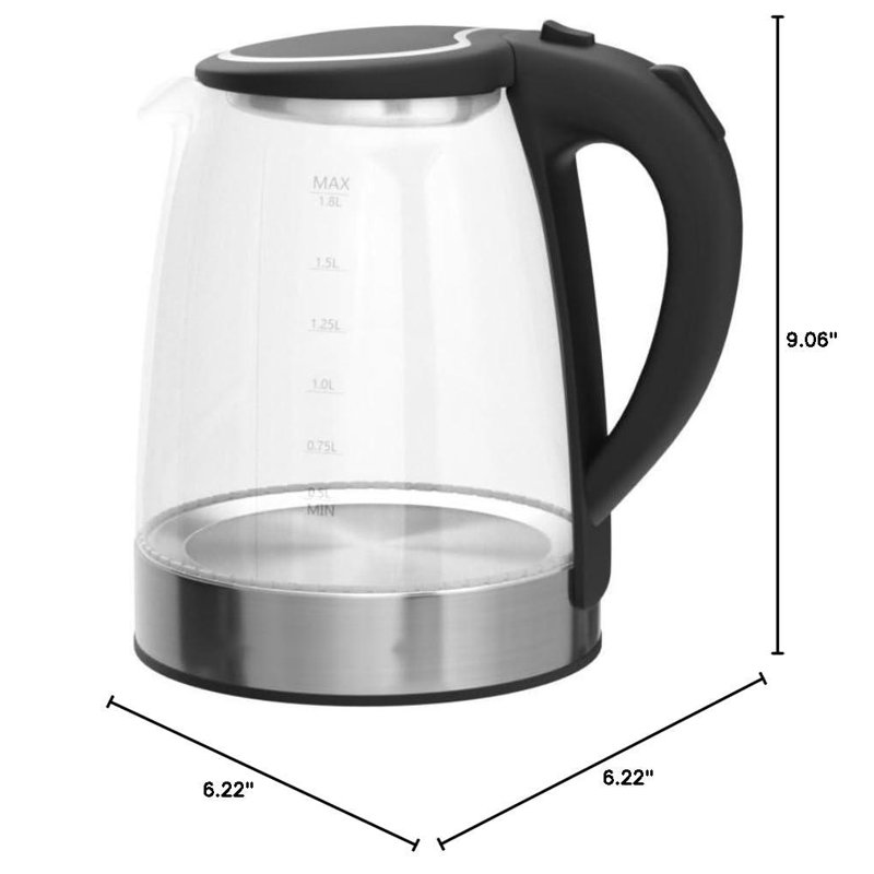 Electric Kettle, 1.8L Borosilicate Glass Tea Kettle With LED Light, Auto Shut-Off And Boil-Dry Protection Cordless Kettle Fast Boiling