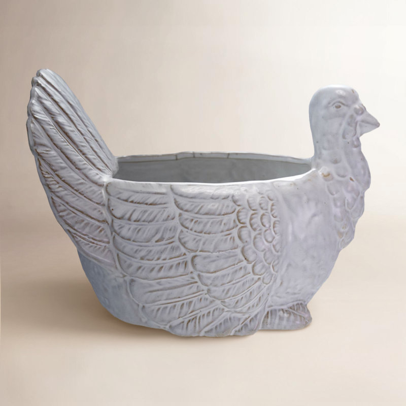 Stoneware Turkey Shaped Bowl in Reactive Glaze