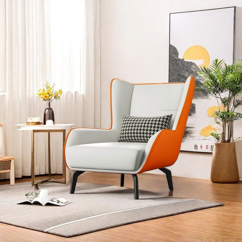 Aparna, Blanc laiteux / similicuir orange