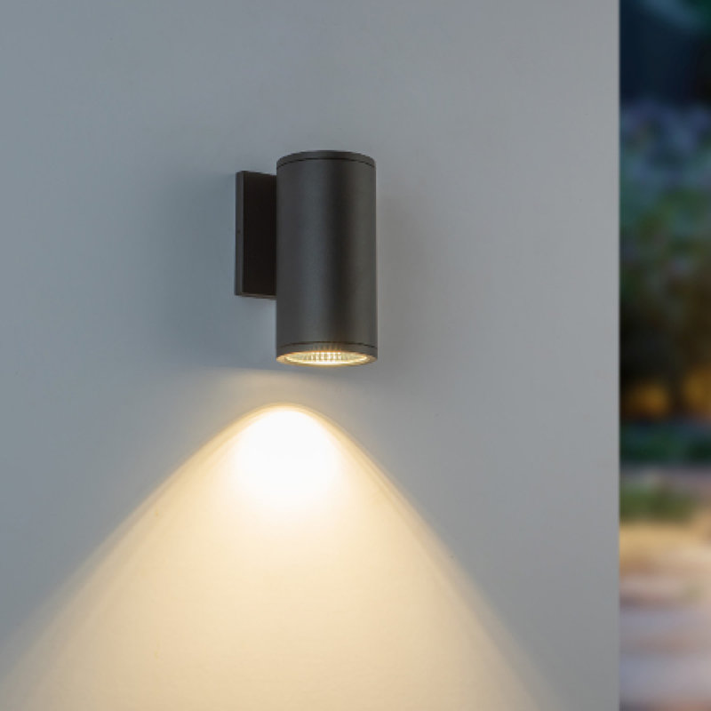 Nordic LED Flush Mounted Sconce, Black, 15 W, 7" H x 4.63" W x 3.38" D