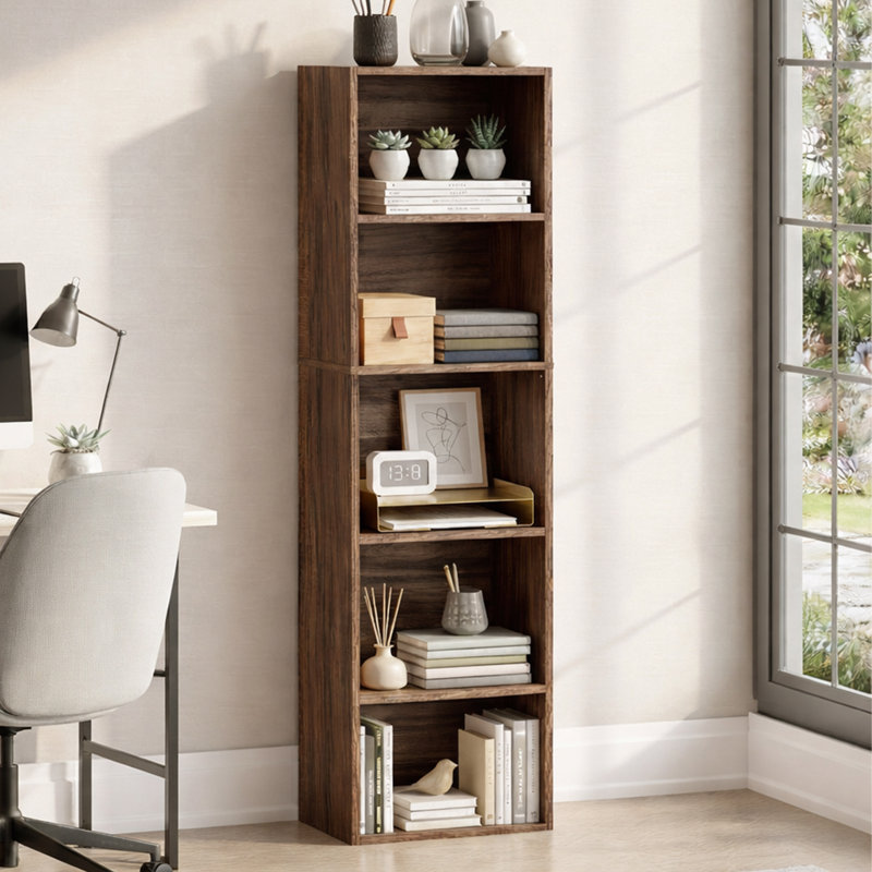 Gerardi 32cm W Standard Bookcase, Walnut, 132 cm H x 32 cm W