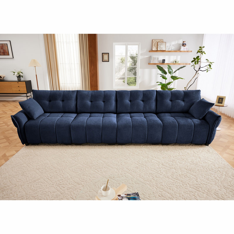 Canapé, canapé rembourré pour salon, bureau, hôtel, H 35,43 po x l 141,73 po x P 33,43 po, 4, Bleu