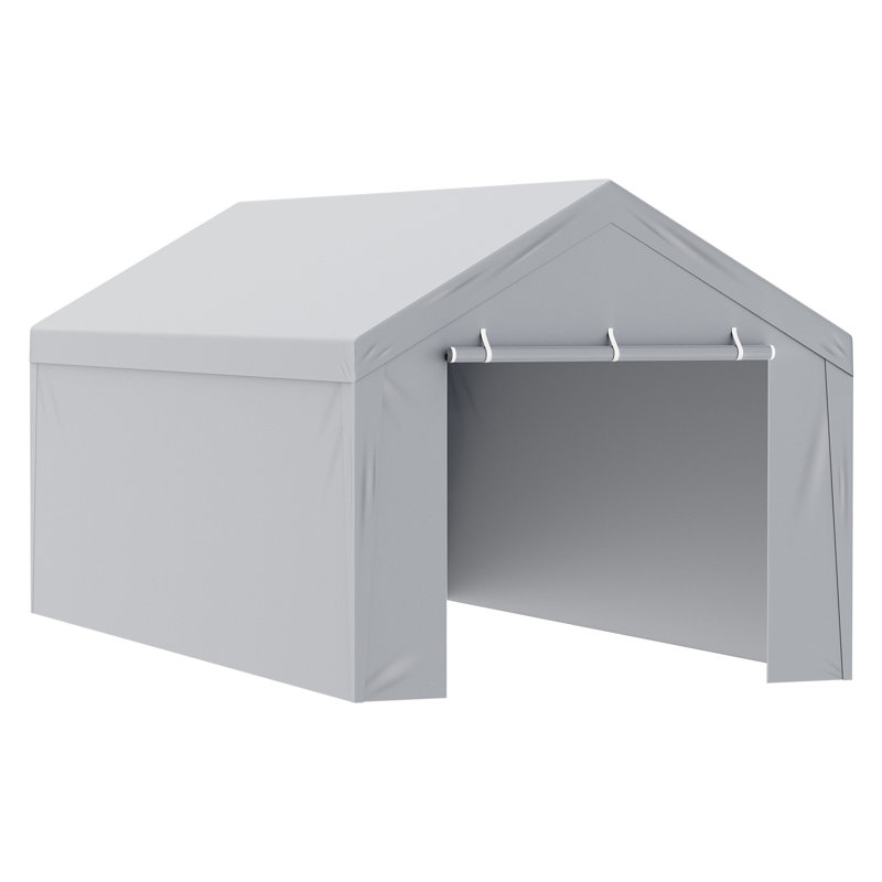 Gray 10' x 20' PE Plastic Carport Replacement Canopy Cover
