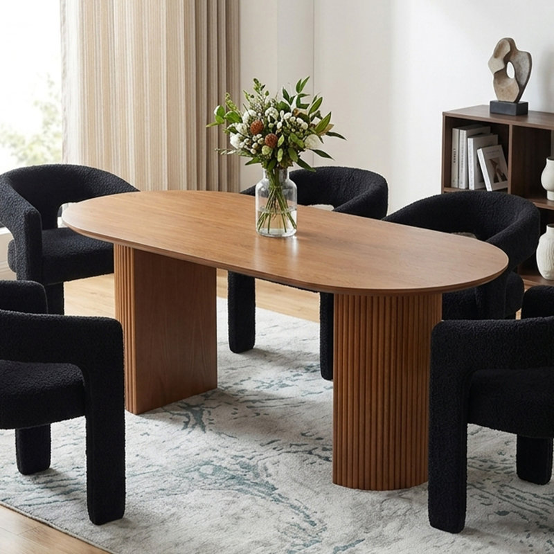  79" Oval Dining Table, Brown