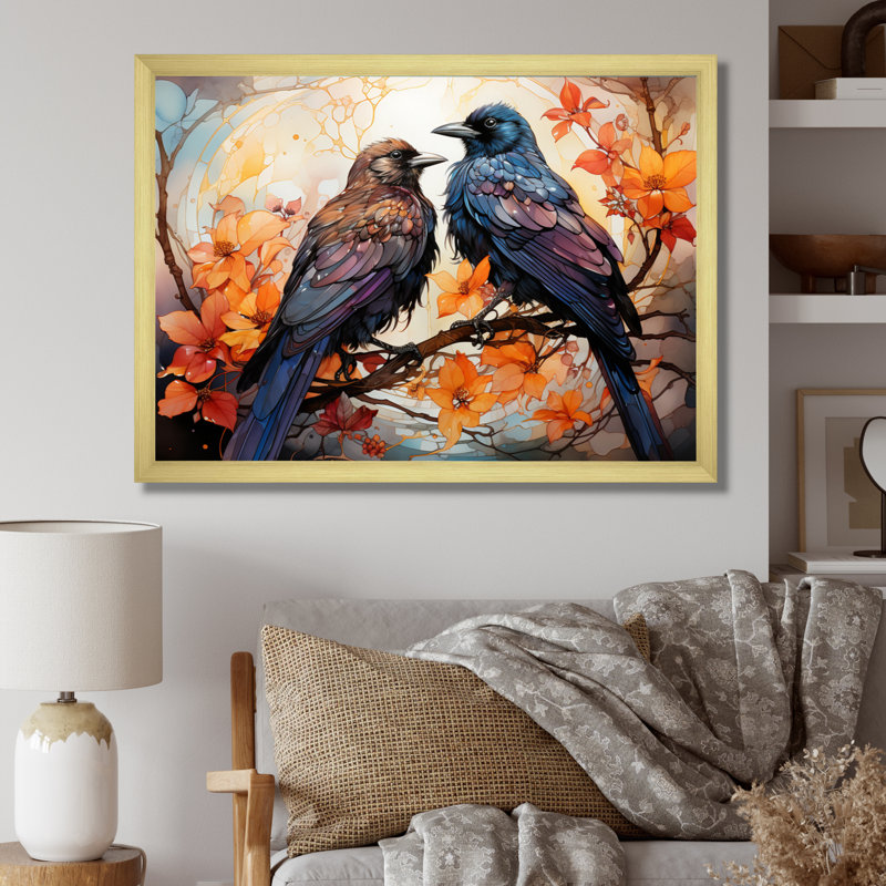 Corbeau Regal Renaissance I - animaux, impressions sur toile, H 12 po x l 20 po x P 1 po, Cadre doré à une seule photo