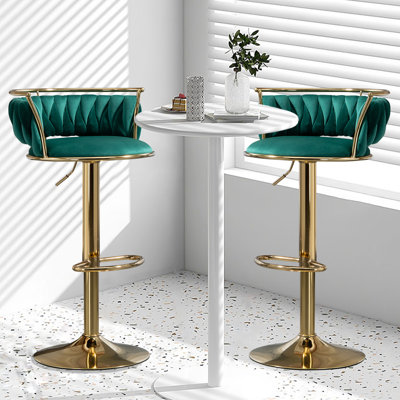 Ginko Modern Swivel Bar Stool with Backrest, Adjustable Height Kitchen Island Stool with Upholstered Seat and Footrest,