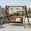 Banc pivotant en bois 2 places avec support en A - brun
