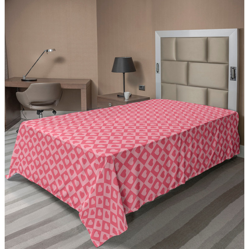 Drap plat moderne de style bohème Ambesonne, Drap plat pour lit simple TG, Rose séchée / motif géométrique rose pâle