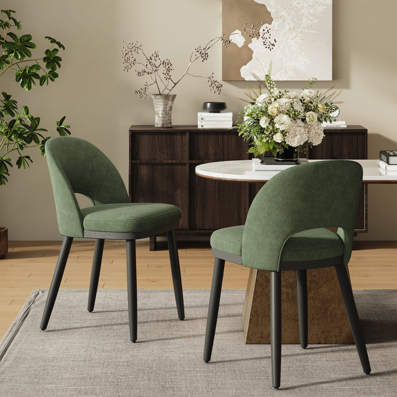 Chaises de salle à manger rembourrées modernes avec pieds en bois 18,5 "H, Green