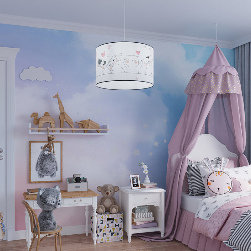1 - Light White Pendant, 28cm H x 43cm W x 43cm D