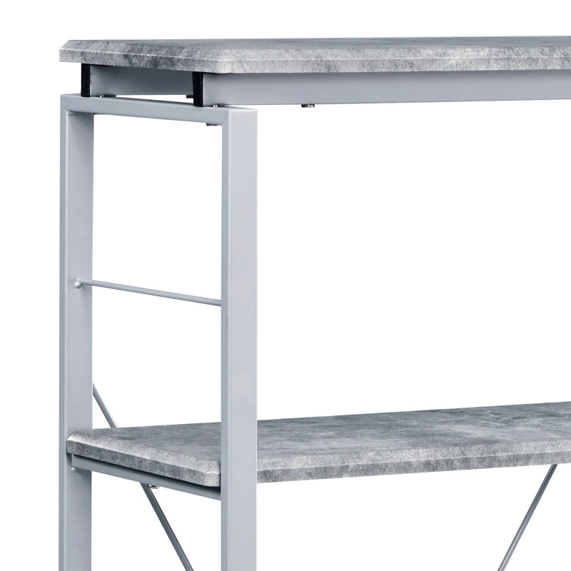 Bibliothèque contemporaine à 4 tablettes gris argenté - étagères en bois, rangement spacieux et polyvalent