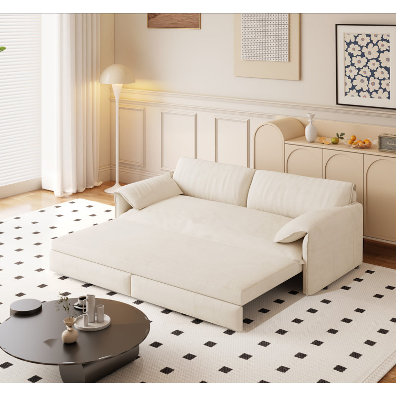 3-in-1 Convertible Sofa Bed Queen Size, Pull Out Sleeper Sofa with Adjustable Backrest, Modern Convertible Couch for Living Room, Apartment & Small Space