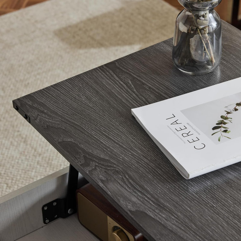 Table basse à blocs de couleur extensible 37,8 po noir, gris et blanc, Blanc, Gris