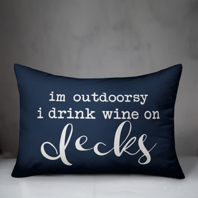 Textual Outdoor Reversible Throw Pillow