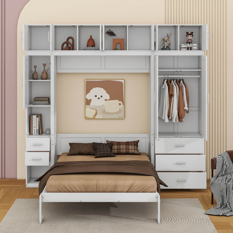 Murphy Bed With Lockers And Wardrobes, With Installation Video, Full/Double