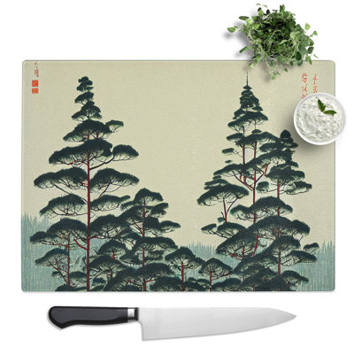 Japanese Pine Tree Forest  Glass Chopping Board