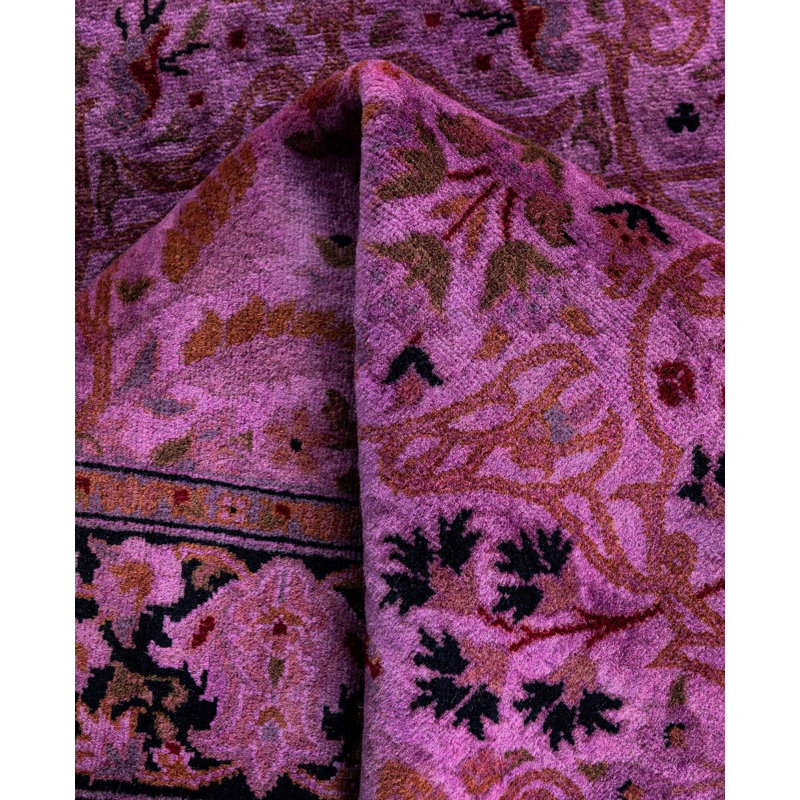 Overdyed Hand-Knotted Wool Modern-Contemporary Purple Runner 2' 6" x 12' 5"
