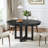 45" Cross Legs Solid Wood Dining Table Round Kitchen Table in Black