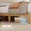 Très grand cadre de lit très grand avec tête de lit et lumières DEL, cadre de lit plateforme tapissier avec station de charge et tablettes de rangement à 2 niveaux, aucun sommier nécessaire, assemblage facile, crème-118159057-118159051